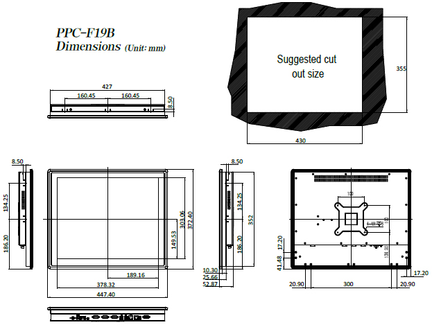 PPC-F19B-BT dimenisons