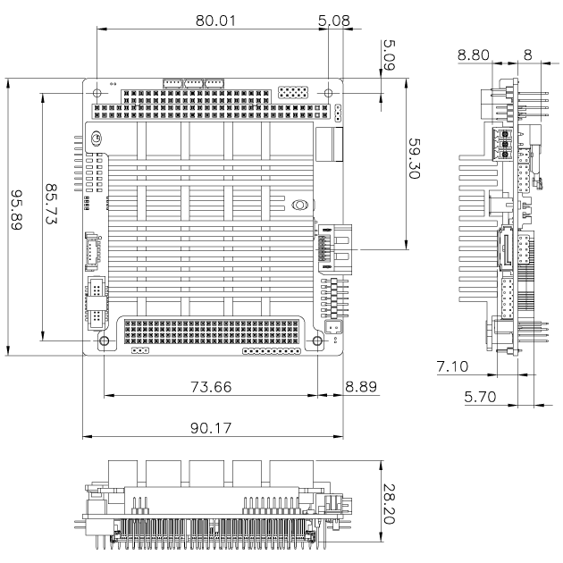 PM-BT single board computer dimension