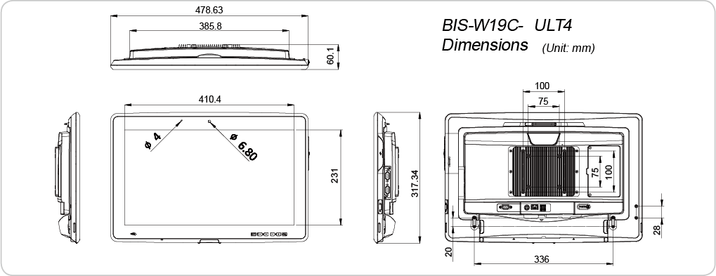BIS-W19C-ULT4-panel-pc-Dimensions